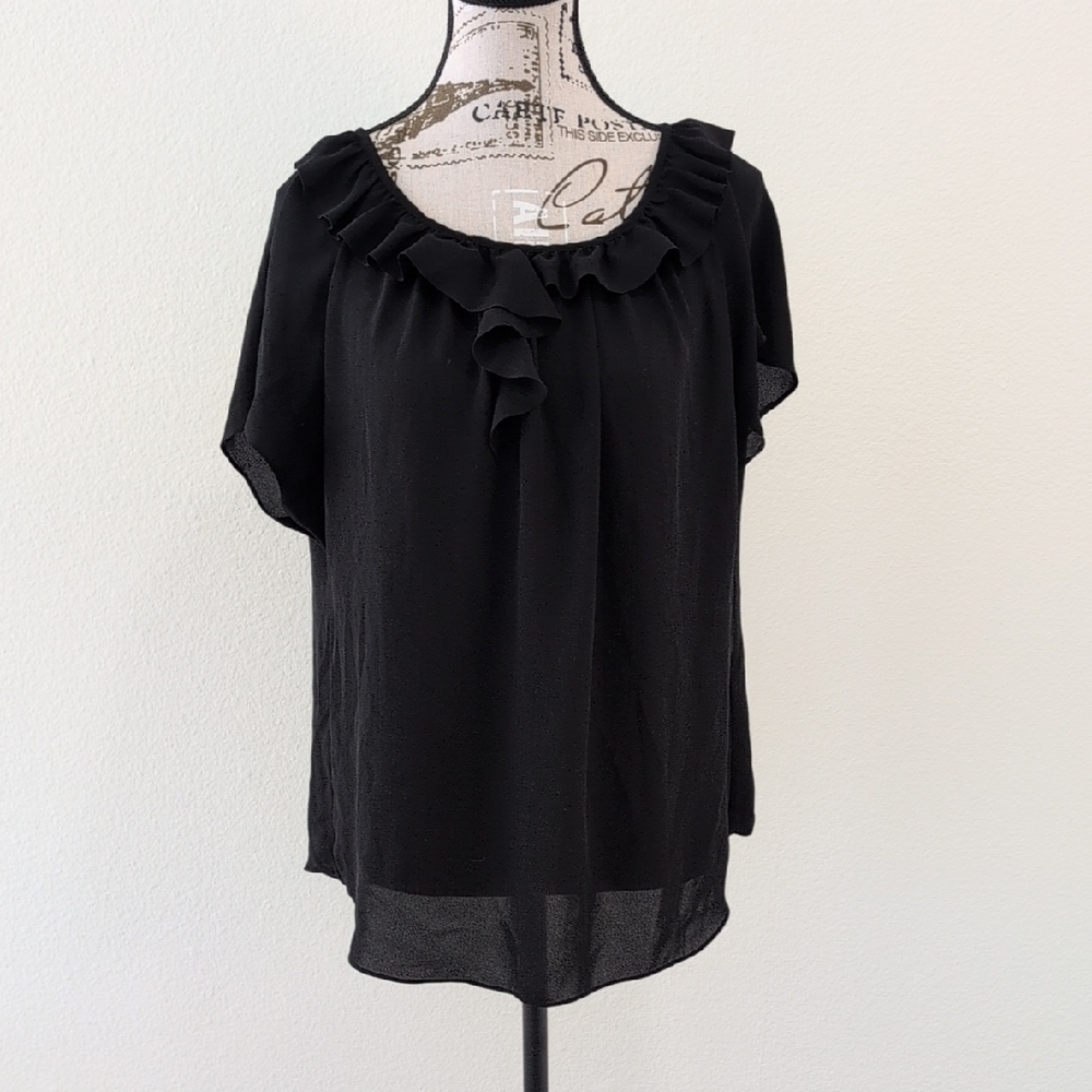 Banana Republic Elegant Black Ruffle Blouse